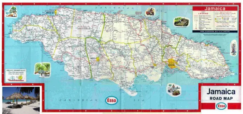 Vernon's Car Rental Jamaica Island Map